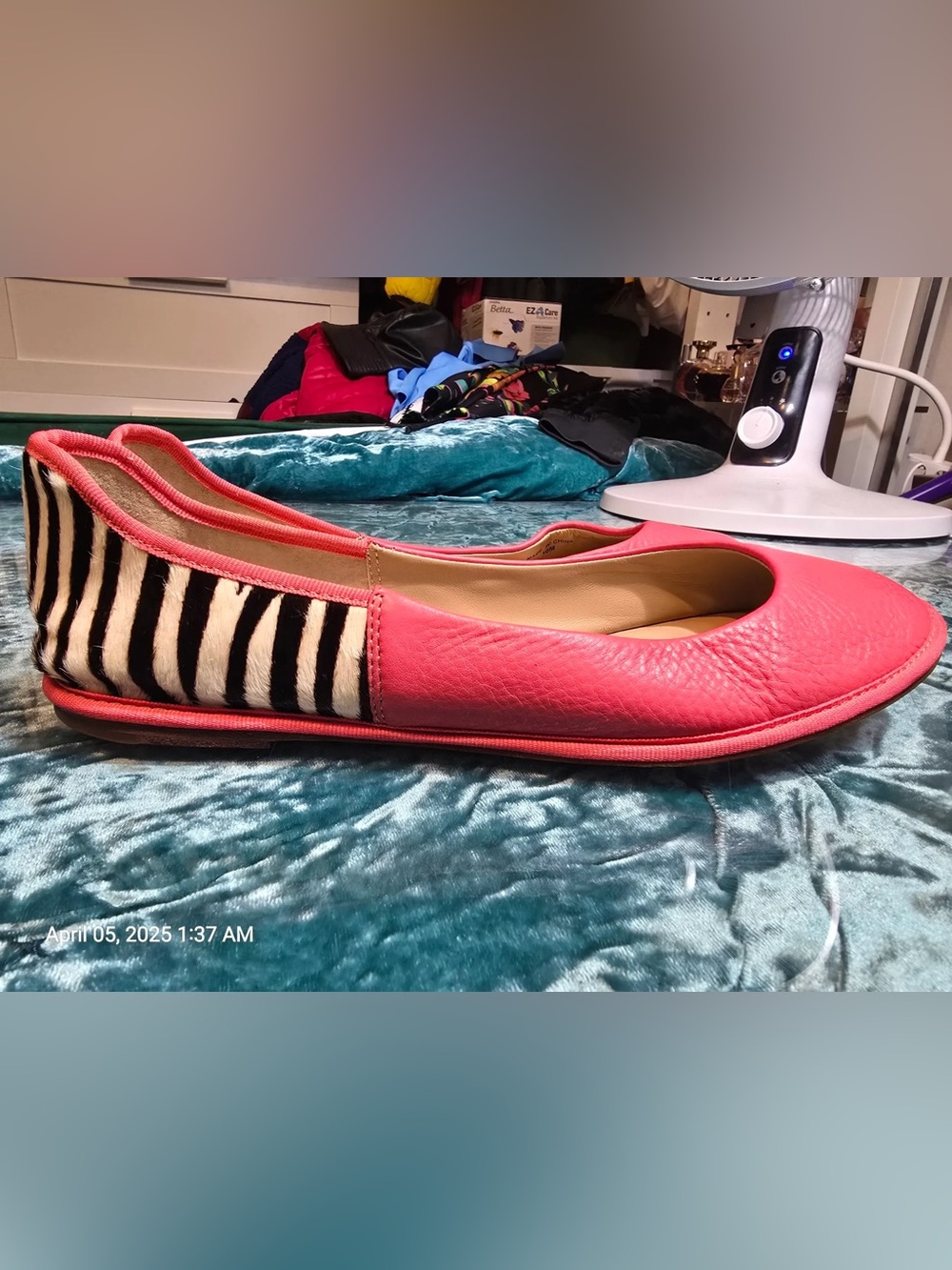 Diane Von Furstenberg Botswana Leather Calf Hair Zebra Print Ballet Flats Sz 7.5